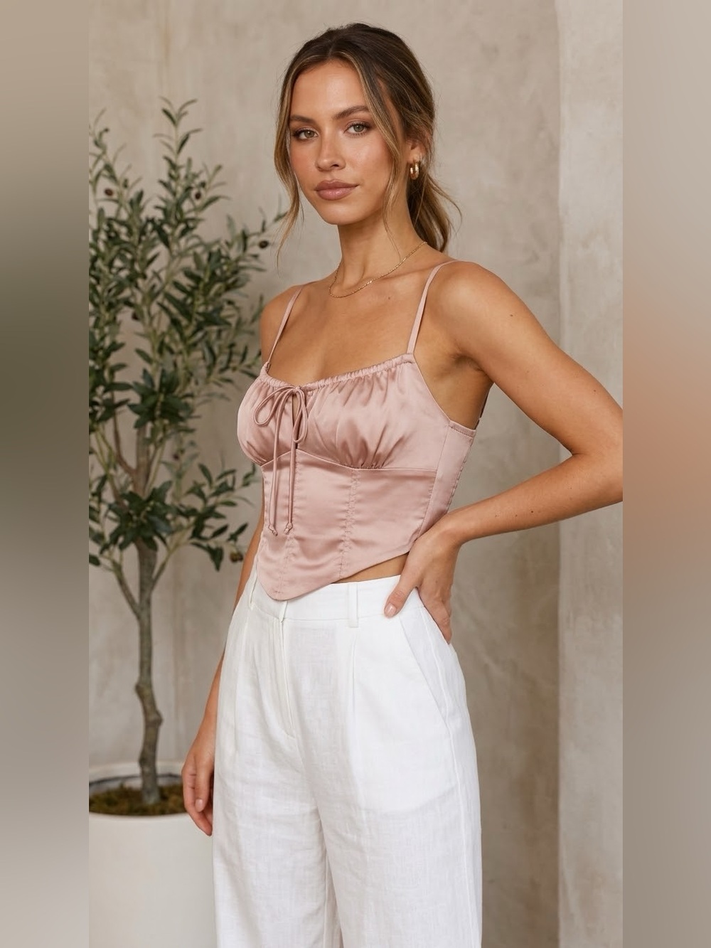 Kirious Satin Blush Pink Corset Cami Top size XS